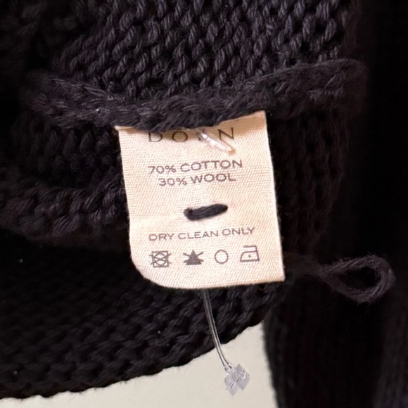 DOEN Forget Me Not Embroidered Cable Knit Cardigan Sweater in Black Sz S - Picture 8 of 8